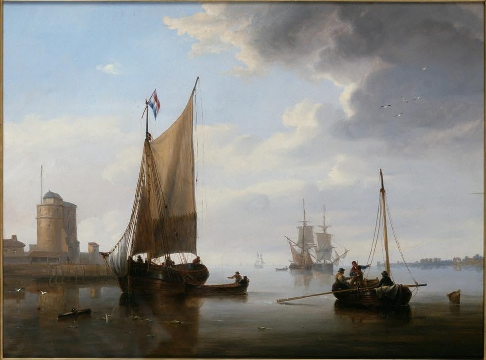 Affiche Peinture Pêcheurs en mer calme Johncarmichael SERENDIPITP 60x90cm