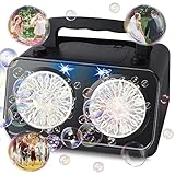 Bubble Machine with Dual Motors, 30000+ Bubbles Per Minute Bubble Blower with 2 Independent Bubble Motors, Portable Bubble Maker with LED, Summer Toy for Outdoor, Parties, Birthdays, and Wedding