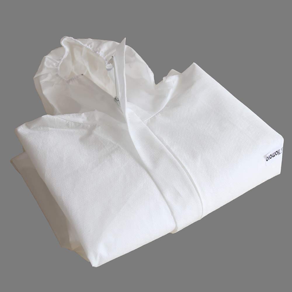 75G blanco microporosa Mono,Bota,Capucha,puños elásticos,los tobillos,la cintura,para trabajo pesado Trajes de protección,unisex Desechable Ropa de trabajo para el servicio de limpieza,pintura,5pack,L