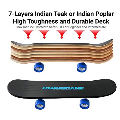 Image of jaspo Wooden Hurricane Skateboard for Age Group Above 10 Years with 90 kg Weight handling Capacity (Black, 27 inchX7 inch)