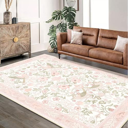 Tapete rosa 3'x5' lavable para interiores miniatura 4