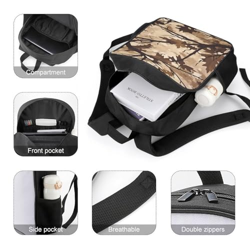 Camouflage Winter Tree Travel Backpack Casual Daypack Shoulder Bag with Adjustable Shoulder Straps for Hiking4
