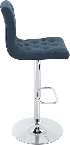 Miniatura 7 de Brage Living Juego de 2 taburetes de bar de tela copetudos, taburetes de bar giratorios ajustables con respaldo, sillas de bar tapizadas sin brazos