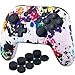 YoRHa Studded Silicone Transfer Print Cover Skin Case ONLY for Nitendo OFFICIAL Switch Pro Controller x 1(Graffiti) With Pro Thumb Grips x 8