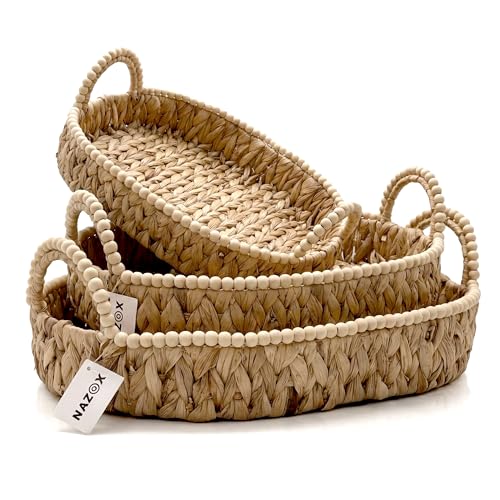 NAZOX Handwoven Water Hyacinth Storage Baskets for Toilet, Living Room,