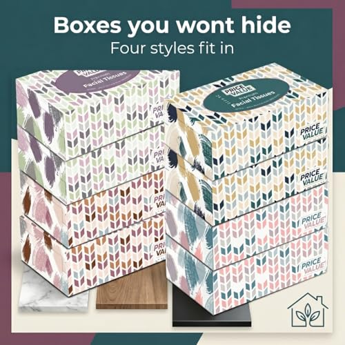 Image of Price Value Facial Tissues, Soft Facial Tissue - 8 Boxes, 230 Sheets Per Box (1,840 Total Sheets), Gentle & Durable Tissue Boxes Bulk for Home, Office & Travel (Pack of 2)