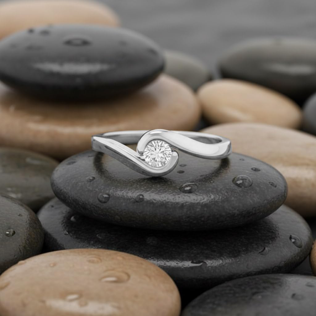 1/5 Carat Channel Set Diamond Solitaire Engagement Ring Band in 10K Gold