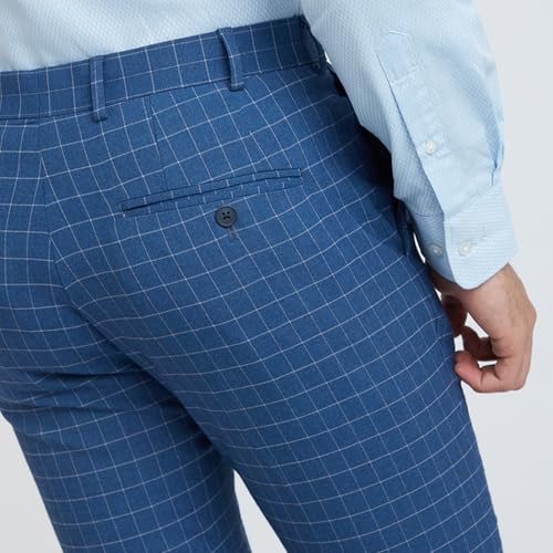 Image of Park Avenue Men's Poly Rayon Blend Checks Pattern Neo Fit Flat Front Formal Trouser