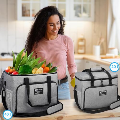 SPGOOD Faltbare Kühltasche, langanhaltend kühl & warmhaltend, Grau 30L – Ansicht 6