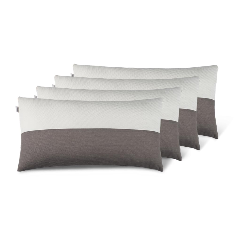 Wakefit Large Size Sleeping Pillow | Height Adjustable | Soft & Fluffy Comfort | White & Grey | 36 x 20 Inch | Set of 4 |Free Extra Filling for Custom Comfort