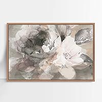 Framed Canvas Wall Art Black and Pink Flower Canvas Prints Home Artwork Decoration for Living Room,Bedroom - 16x24 inches