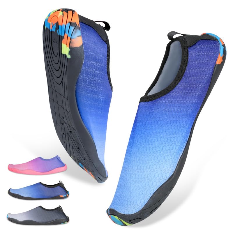 RooRuns Water Shoes for Men and Women, Slip-on Barefoot Beach Swim Shoes Quick-Dry Aqua Lightweight Breathable Shoes Socks for Pool Surf Yoga Water Aerobics Fishing Pool Beach