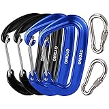 GYDING 12KN Lot de 4 mousquetons en aluminium avec clip en forme de D pour hamac,...