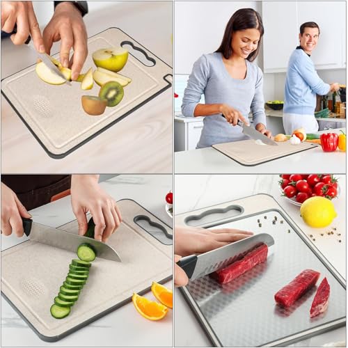 Planche à découper double face inox 304 et paille de blé robuste
