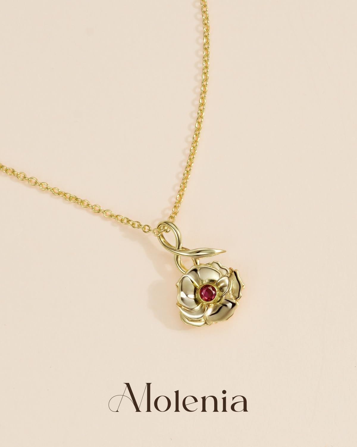 Birth Flower Necklace for Women 925 Sterling Silver 14K Gold Plated with Birthstone, Cute Birth Month Floral Pendant Dainty Jewelry, Anniversary Birthday Gifts for Her Mom Wife Daughter Friends