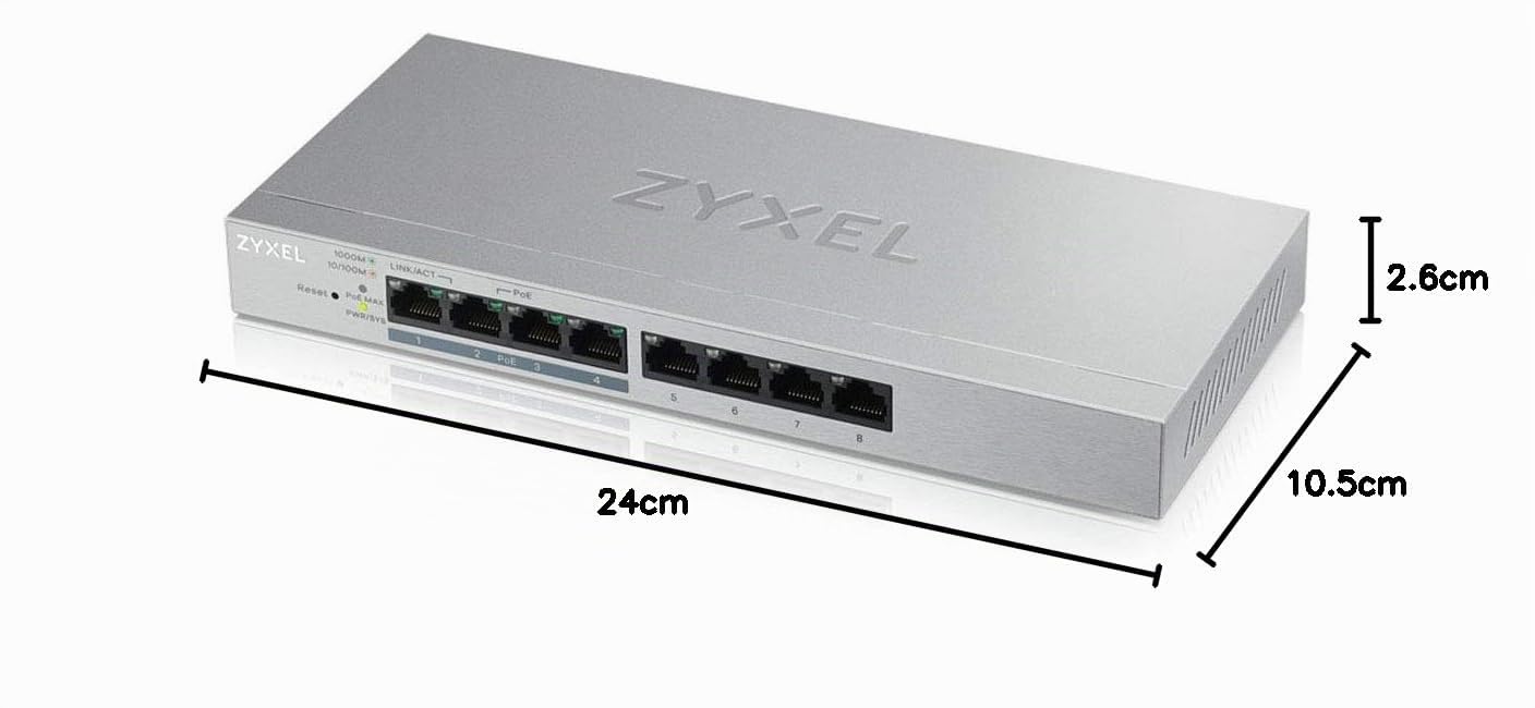 Zyxel Switch Gigabit 8 Porte | Web Managed | PoE+ con 60 Watt Budget [GS1200-8HPv2]