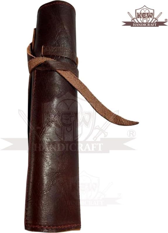 Generic Medieval Dining Hall Eating/Feasting Utensils set of 3 Piece Functional Fork Knife and Spoon Medieval Eating Set, with genuine leather pouch for easy carrying-l75