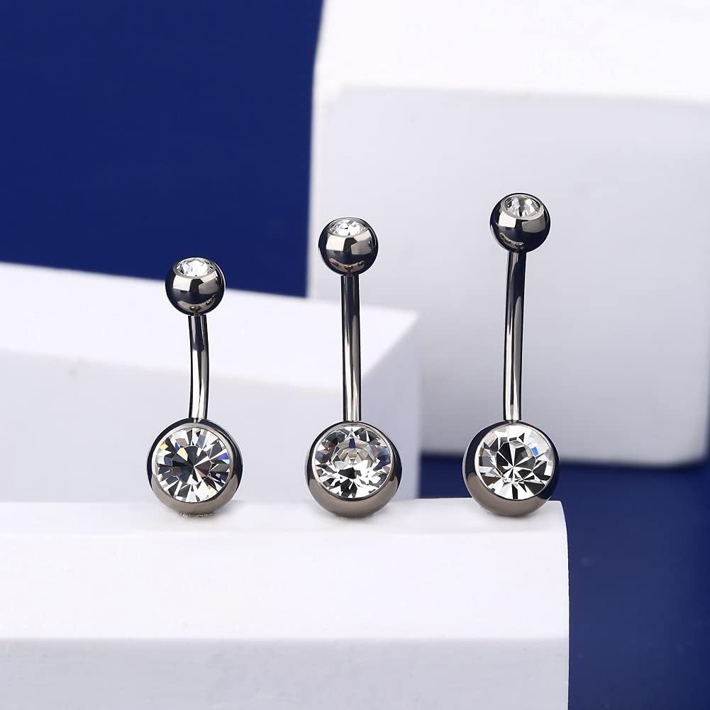 OUFER Belly Button Rings G23 Solid Titanium 14G Clear CZ Belly Rings Navel Piercing Jewelry Navel Rings - Image 5