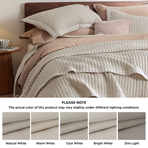 Bedsure Linen Quilt King Size - Lightweight Soft Quilt Bedding Set For All Seasons, Bedspreads & Coverlets, Corduroy Pattern Quilt Set, 3 Pieces, 1 Quilt (106"X96") And 2 Pillow Shams (20"X36"+2") #TOP6