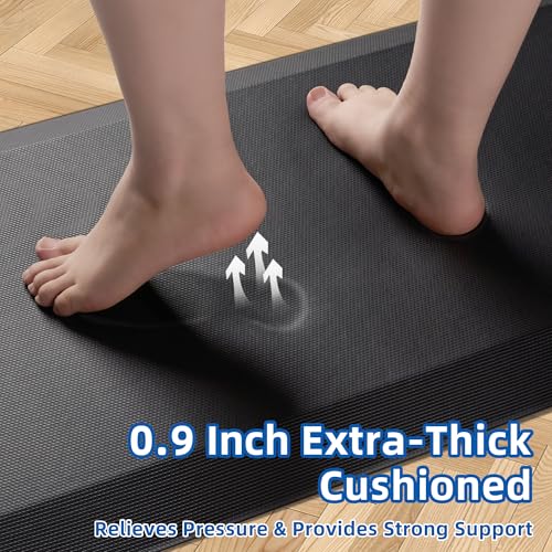 2 PCS Anti Fatigue Kitchen Mats for Floor, 9/10 Extra Thick Cushioned Standing Desk Mat, Comfort Memory Foam Ergonomic Kitchen Rugs and Mats Non-Slip Waterproof for Office, Kitchen, 20"x32"+20"x48" by Tyrot - Image 2