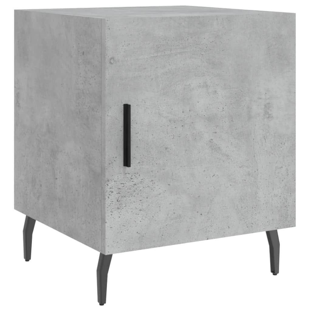 vidaXL Bedside Cabinet in Modern Concrete Grey - Engineered Wood Cabinet with Compartment and Metal Feet for Bedroom or Living Room - 40x40x50 cm