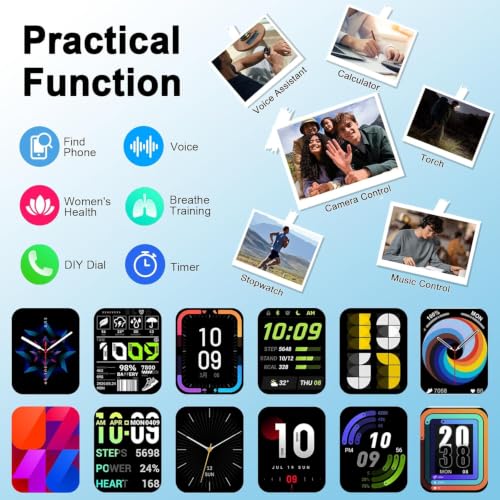Image of Smart Watch(Answer /Make Call), 1.91 inchHD Smartwatch for Men Women with Heart Rate /Sleep Monitor /Pedometer /Calories, 113+ Sports Fitness Watch Tracker, IP68 Waterproof Step Counter for Android iOS-Wine