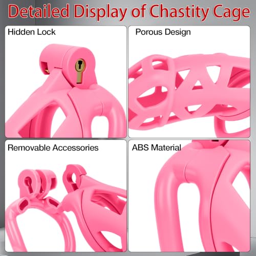 Image of BDSM Male Chastity Cage with Elastic Belt Invisible Lock 4 Size Ball Rings