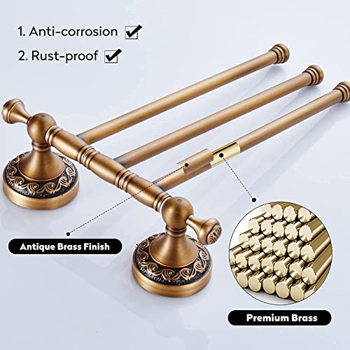 Leyden LY-GJ-F8332-3 Swivel Towel Bar, Antique Brass 3 Arm Swing Towel Rack Towel Rotated Bar Holder Brass Wal thumb #4