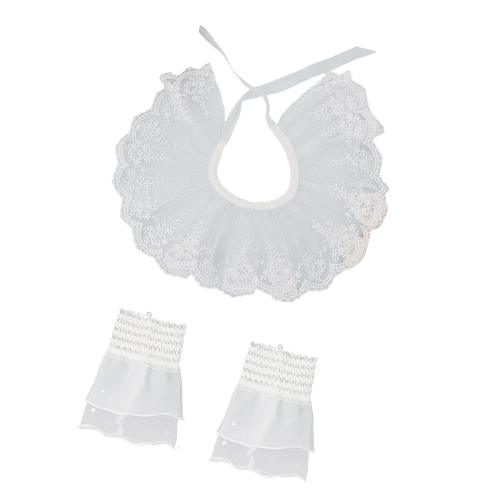 YUXITA Elegant French Trendy Detachable Lace Collar With Wrist Cuffs Ruffle For Women Daily Outfit And Occasion