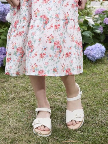 Image of Coutgo Girls Sandals Open Toe Summer Dress Shoes Adjustable Buckle Ankle Strap Comfortable Flats