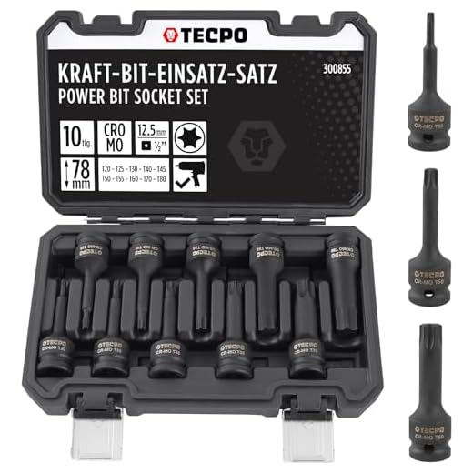 TECPO Torx Steckschlüssel Satz 1/2 Zoll T20-T70 Kraftnüsse Schlagnüsse Nuss Set