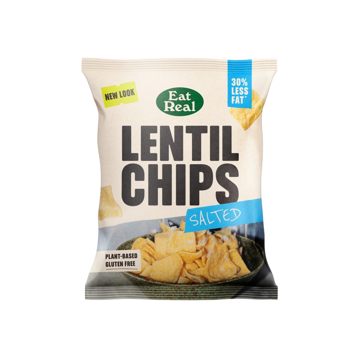 Eat Real, Lentil Chips, Salted, 18 x 40g, Gluten-Free Crisps Multipack, Vegan-Friendly, Healthy Snacks, 30% Less Fat