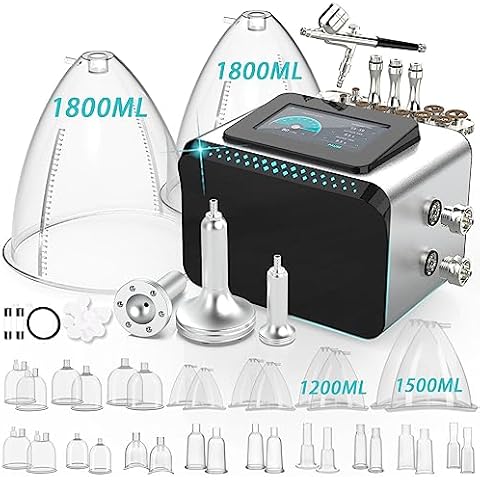 TwoWin Vacuum Therapy Machine, 3-in-1 Vacuum Cupping Therapy Set Machine with 1800ML and 1500ML Large Cups, Suction Power 0-80cmHg, 5-inch Touch Screen, 34 Cups Cover