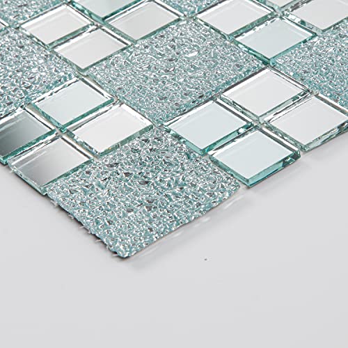 Lovdeco Mirror Peel And Stick Square Mosaic Tile For Kitchen Backsplash, 12" X 10", 6 Pieces, 5 Sq.ft. #TOP5