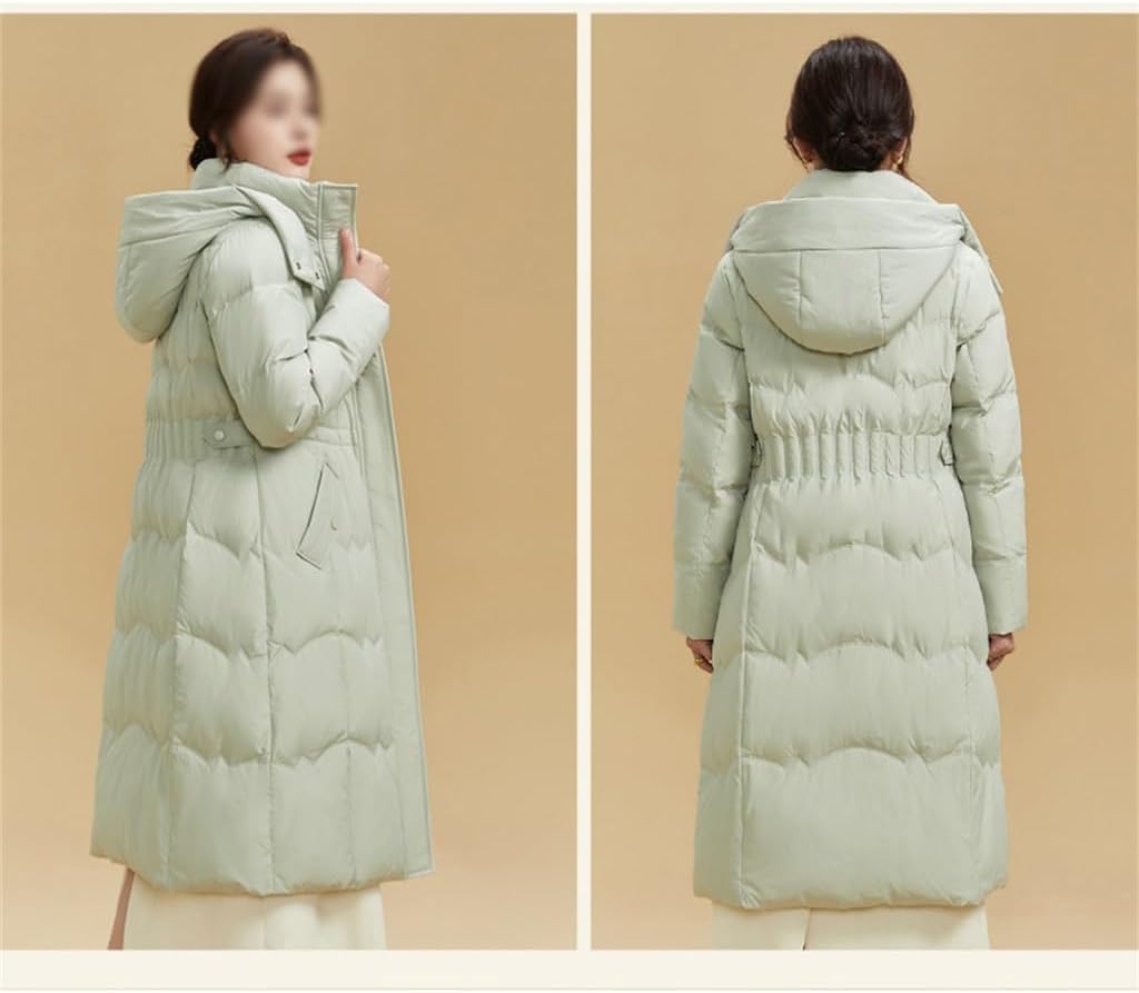 Waisted Down Jacket Female Long Middle-aged Temperament Slim Knee Winter