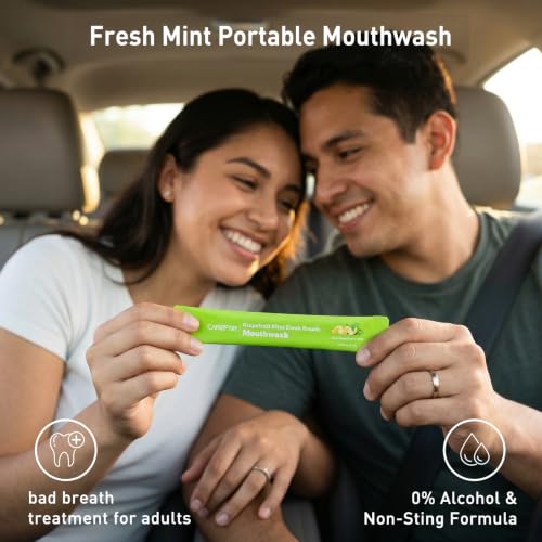 Image of Travel Size Mouthwash Alcohol-Free Gentle Mini Individual Portable 20 Packs