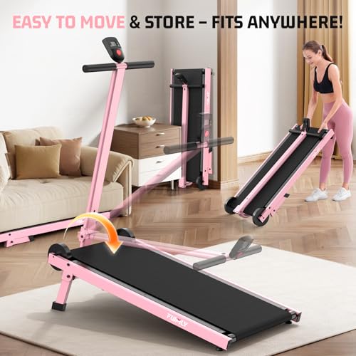 Image of Walking Pad Treadmill with Incline 20%, Manual Foldable Walking Pad with Handle Bar, 500lbs Capacity, Non-Slip Surface, Fixed Incline, Digital Monitor, Compact Build for Home /Gym /Indoor /Outside