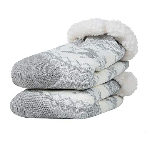 Image of Chassic Sherpa Lined Slipper Socks for Women, Non-Slip Cozy Winter House Socks, Soft Fuzzy Socks, Christmas Gifts for Women & Ladies Stocking Stuffers