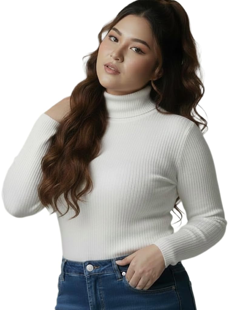 Women Highneck Full Sleeve Winter Top – Stylish Women High Neck Turtleneck Slim Fit Stretchable Warm Winterwear Top for Girls & Ladies | Casual Office College Wear High Neck Tee-Pack of 1