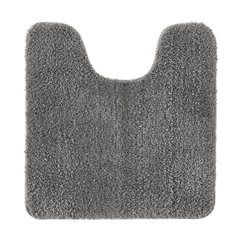 MIULEE Absorbent WC Toilet Rug Non Slip U Shape Bath Mat with High Hydroscopicity Rugs Super Soft Cozy and Shaggy Microfiber Rug Carpet for Bathroom Grey 45 x 45 cm Cover