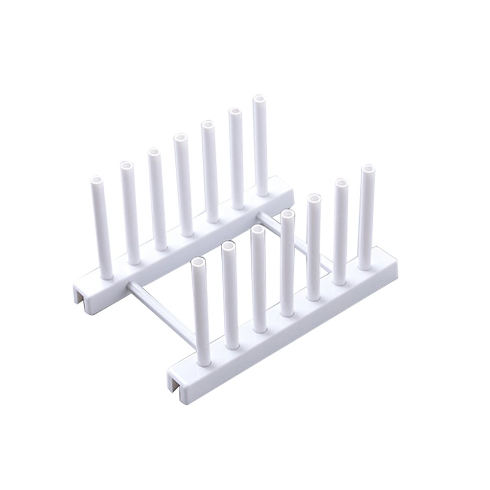Strimusimak White Multifunctional Space Saving Drying Drain Holder Plastic Rack Dish Plate Pot Cover