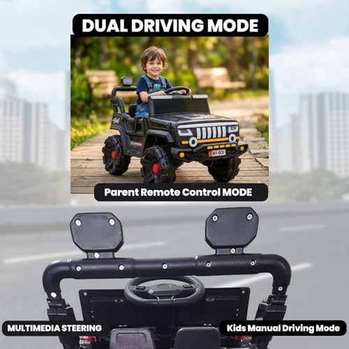Image of SHAKYA WORLD Nitro Battery-Operated Rechargeable Ride-on Jeep for Kids with Remote Control, 1 to 4 Years, Black