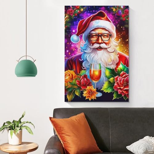 Toile Père Noël 60x90 cm salon chaleureux déco festive