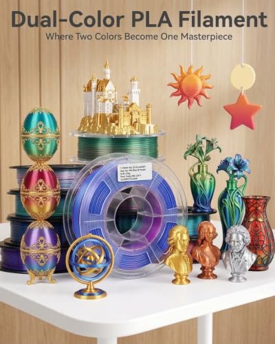 Image of Silk PLA 3D Printer Filament Bundle, Shiny Dual Color