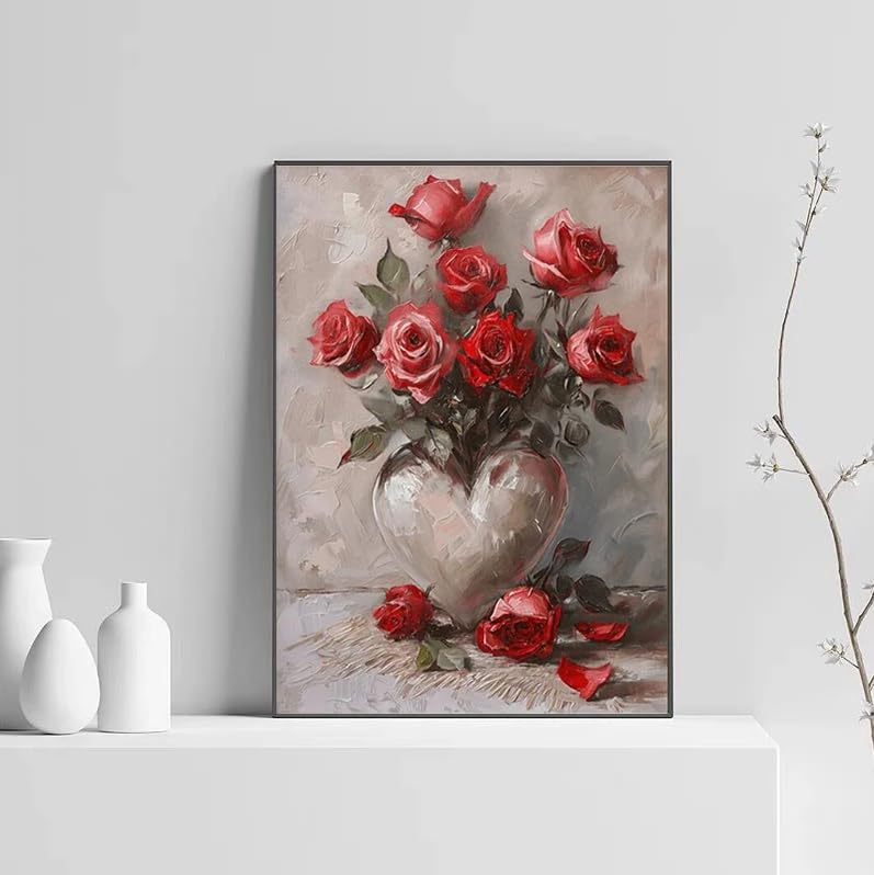 Affiche de roses rouges Rumlly art mural abstrait déco salon moderne