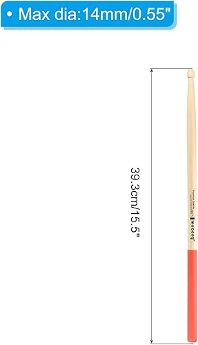 Miniatura 9 de PATIKIL Bastón de madera de arce antideslizante con mango de tambor, envoltura de 7A, amarillo, 2 pares para percusión de instrumentos musicales