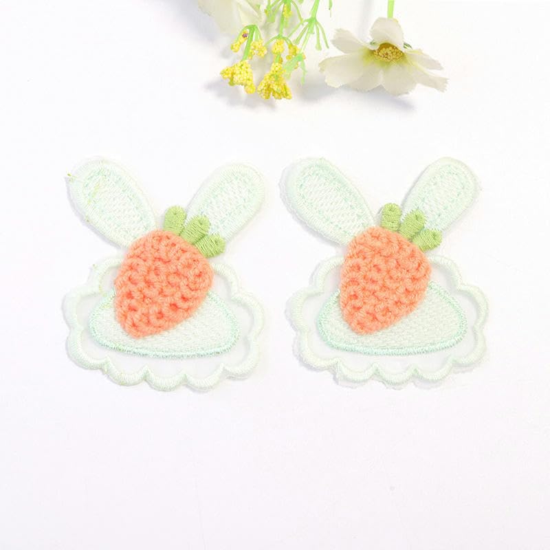 Parches de Bordado Parches de Ganchillo con Forma Conejo y Zanahoria, 6 x 5 cm, 20 Unidades, Bordados, for Planchar, Chinos, for Coser en Ropa, Vaqueros Chaquetas(Yellow)