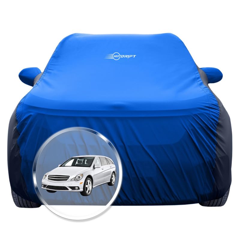 Image of NEODRIFT 'SuperTech' Car Cover for Mercedes R Class (100% Water-Resistant, All Weather Protection, Tailored Fit, Multi-Layered & Breathable Fabric) (Colour: Sky Blue+Black)