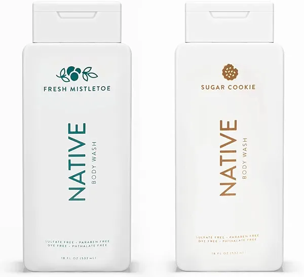 Native Special Edition Winter Body Wash | Naturally Derived Clean Ingredients, 18 oz each (2 Pack) (Fresh Mistletoe & Sugar Cookie)