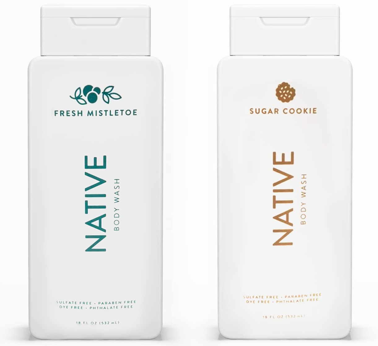 Special Edition Winter Body Wash | Naturally Derived Clean Ingredients, 18 oz each (2 Pack) (Fresh Mistletoe & Sugar Cookie)